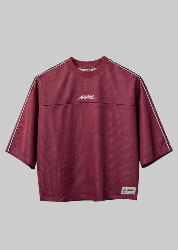 P/O/A Tee - Burgundy/White