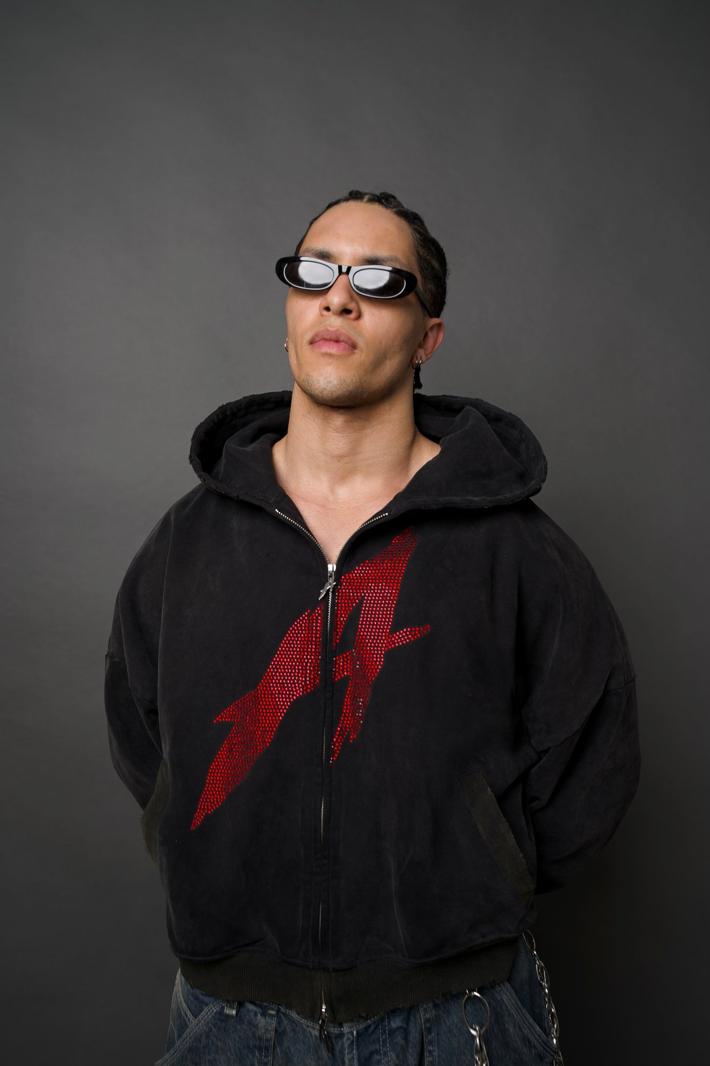 ‘A’ Rhinestone Zip Up