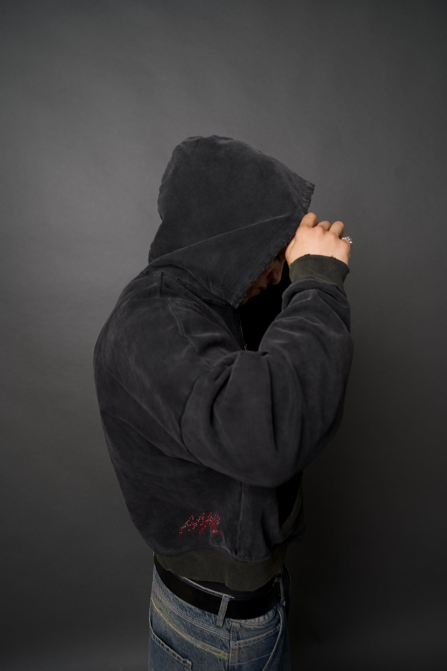 ‘A’ Rhinestone Zip Up