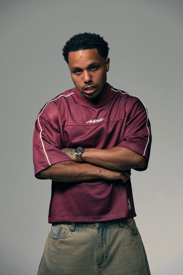 P/O/A Tee - Burgundy/White