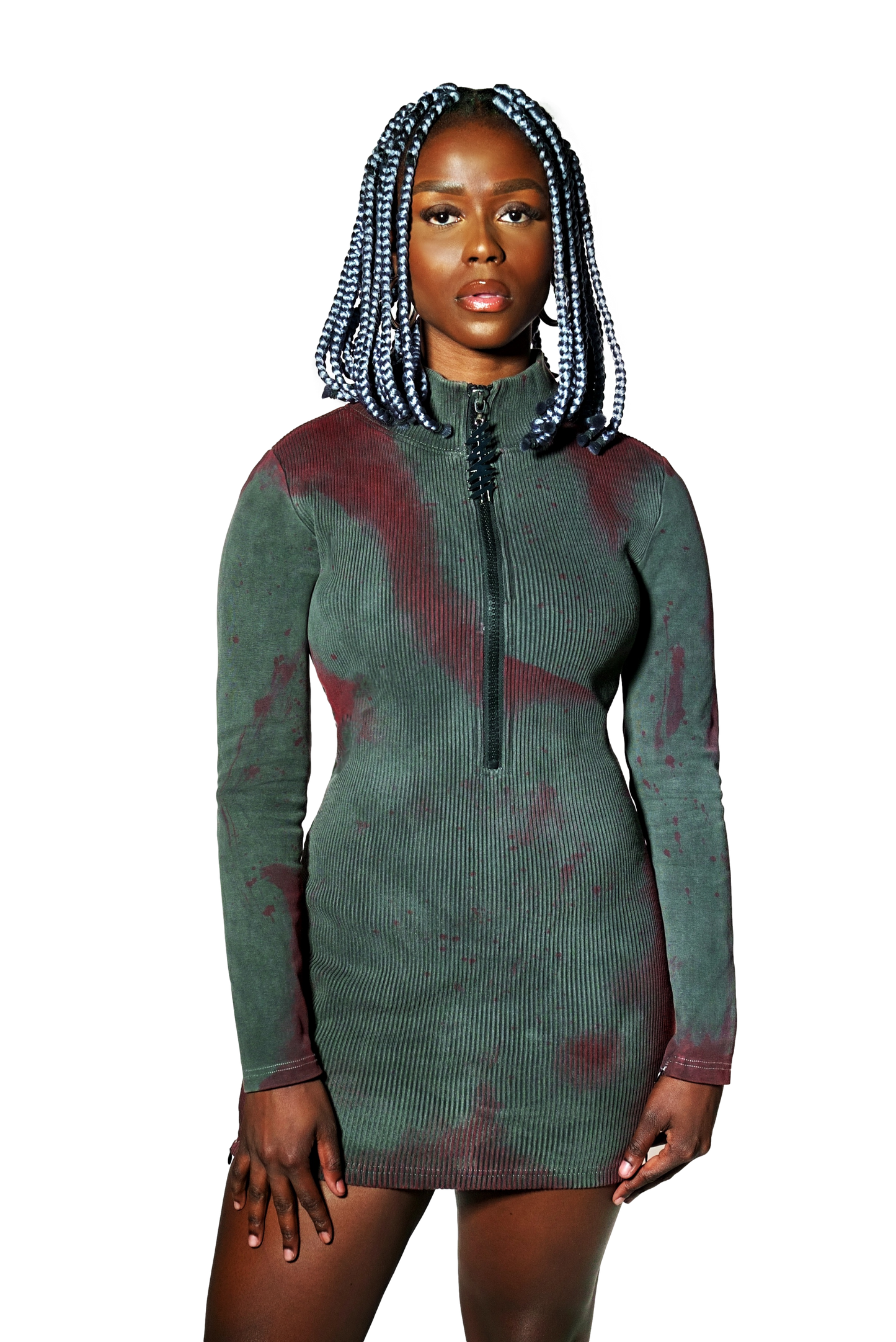 Raw Steel Ribbed Dress