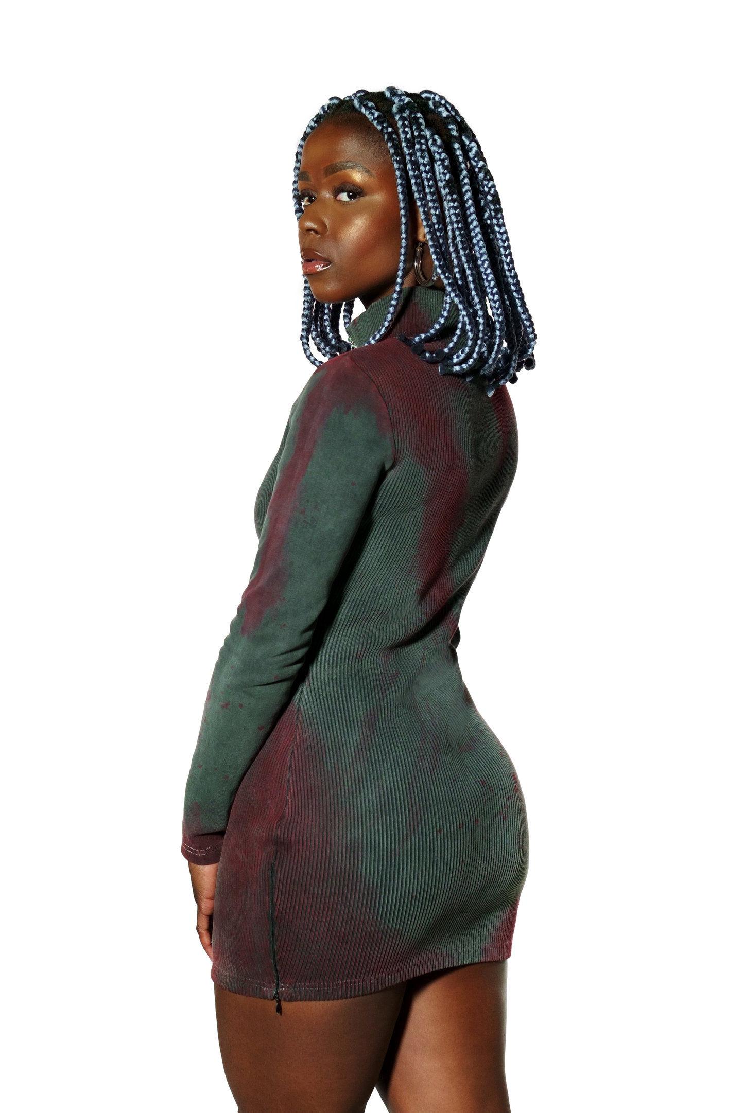 Raw Steel Ribbed Dress