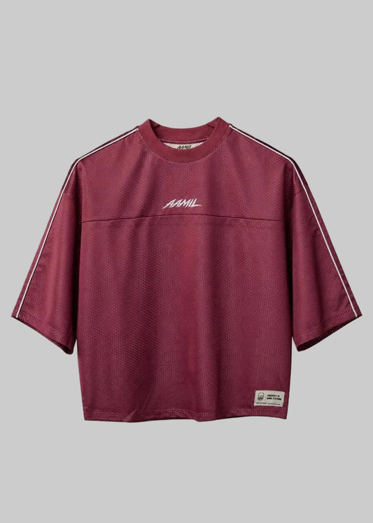 P/O/A Tee - Burgundy/White