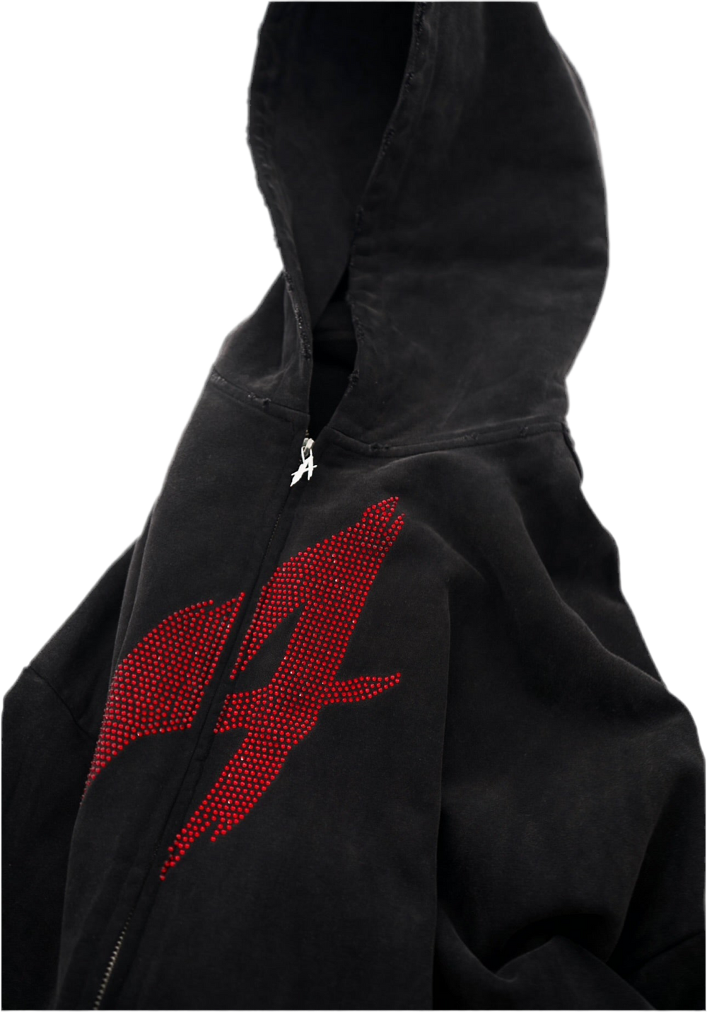 ‘A’ Rhinestone Zip Up