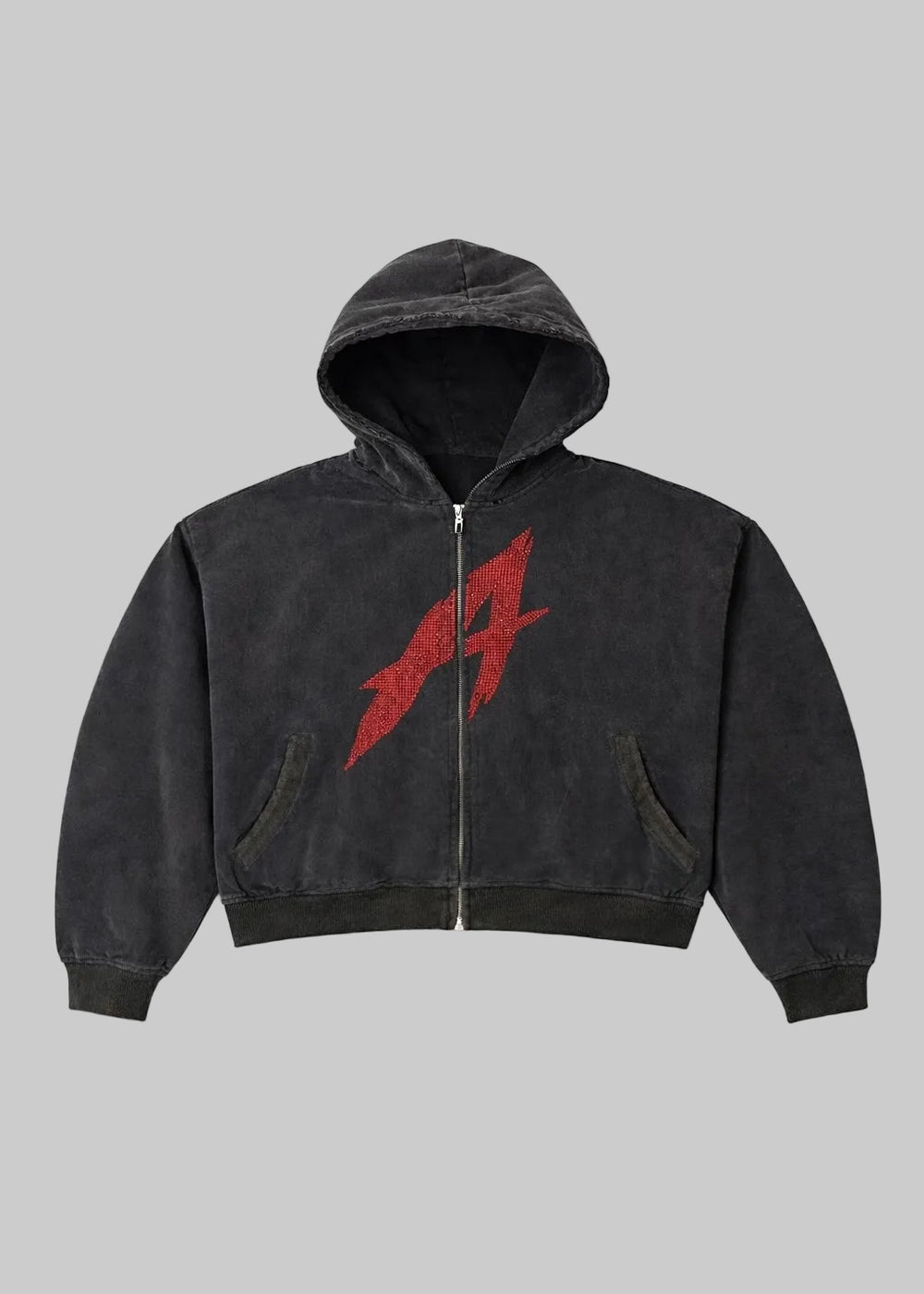 ‘A’ Rhinestone Zip Up