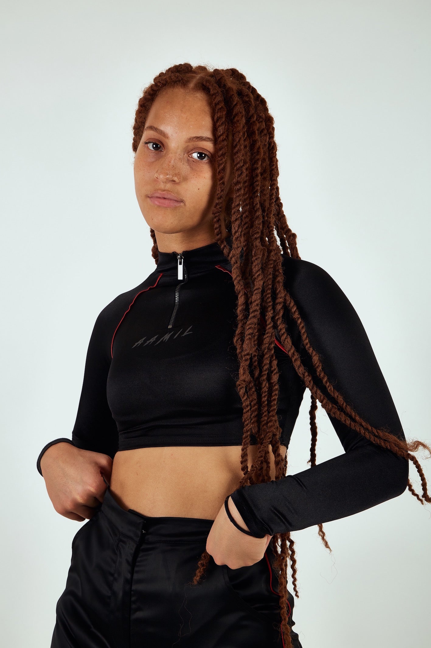 AAMIL Double-Zip Crop Top