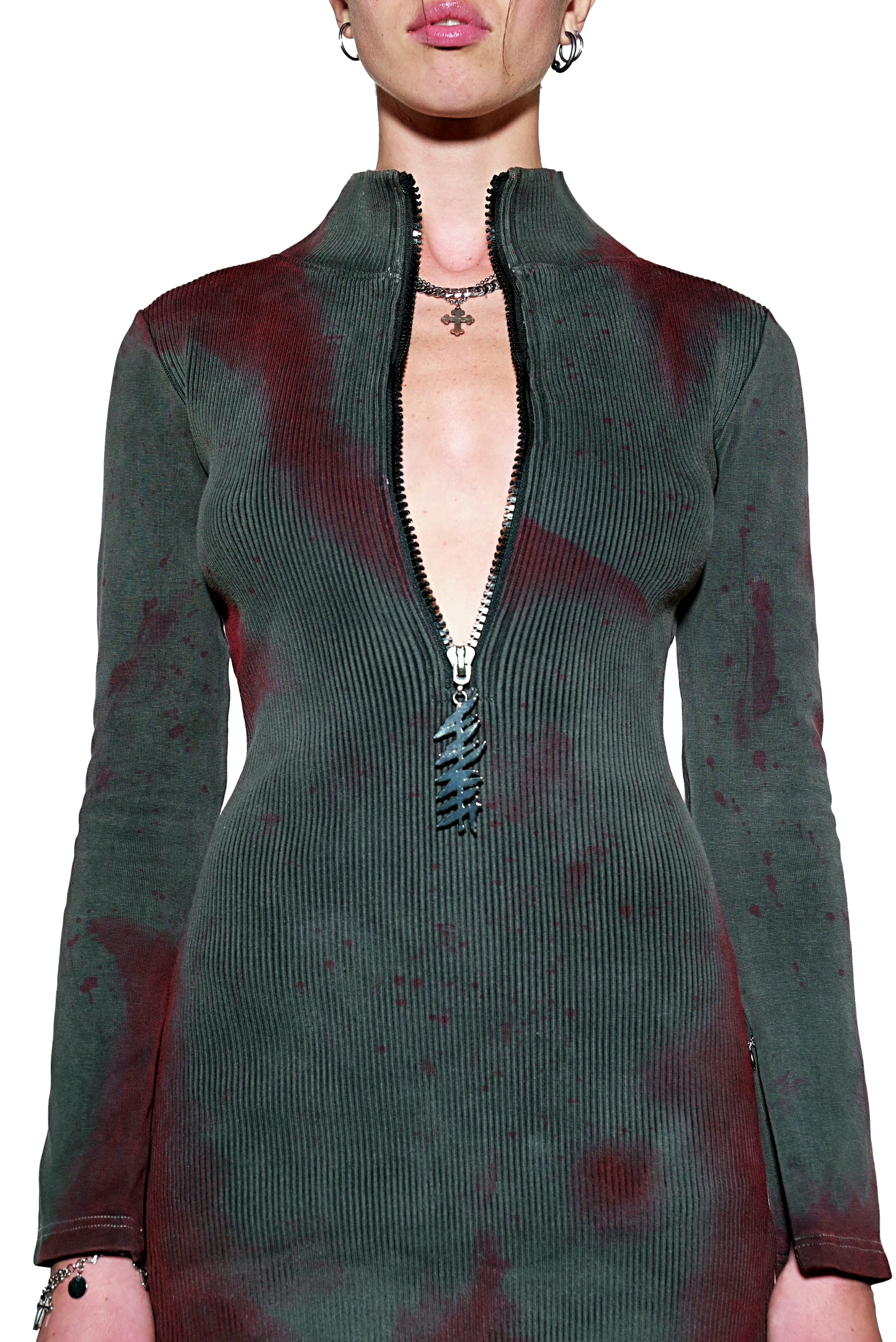 Raw Steel Ribbed Dress