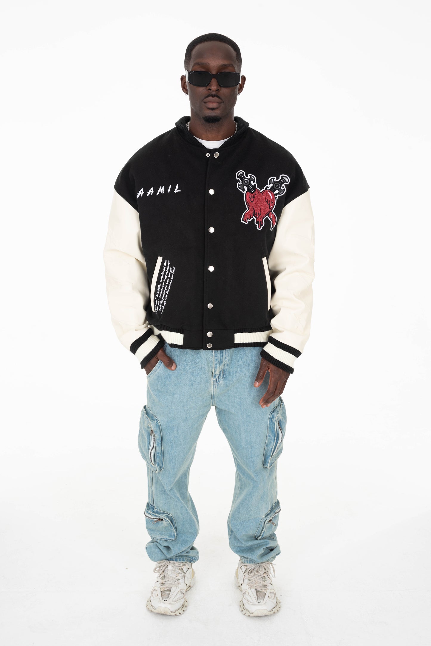 TRUST OVER LOVE VARSITY JACKET - Jet Black