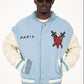 TRUST OVER LOVE VARSITY JACKET - Vintage Blue