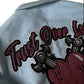 TRUST OVER LOVE VARSITY JACKET - Vintage Blue