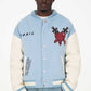 TRUST OVER LOVE VARSITY JACKET - Vintage Blue